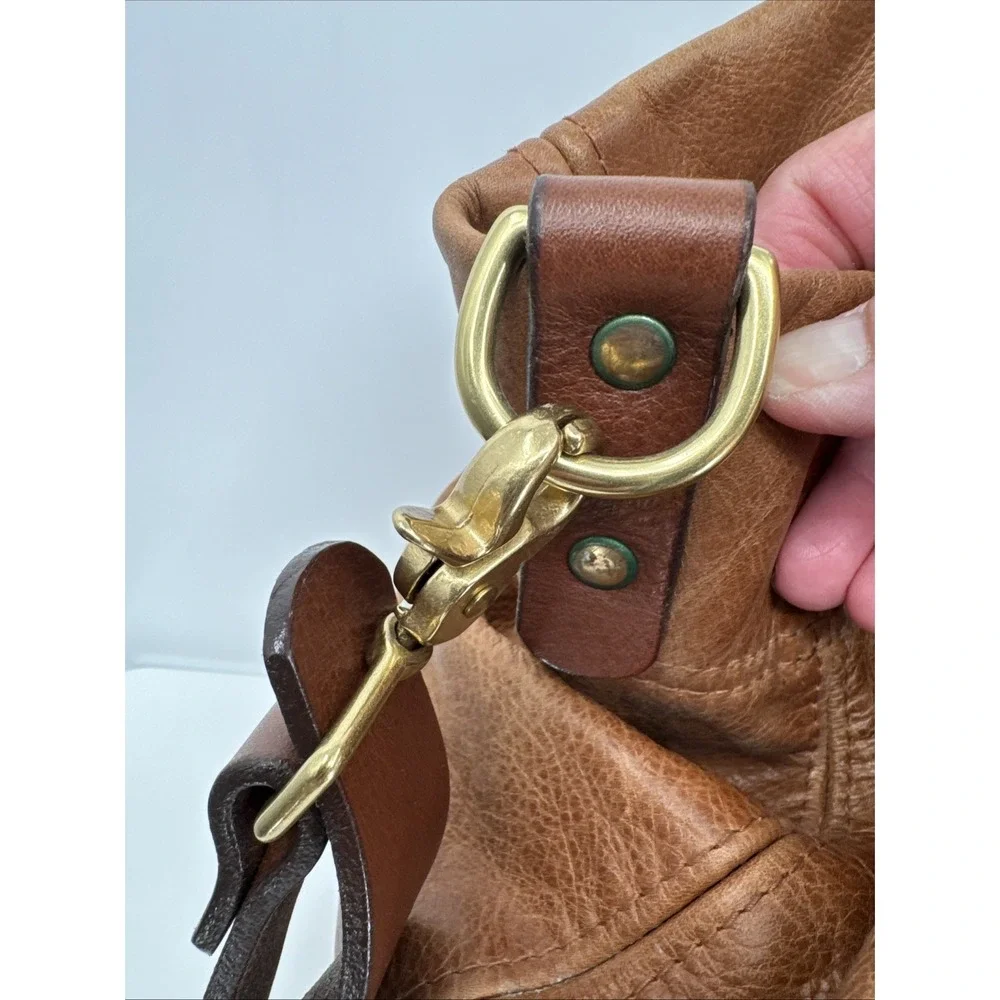 Grey 56 Leather Oversized Hobo Crossbody Bag Brown Solid Brass Hardware